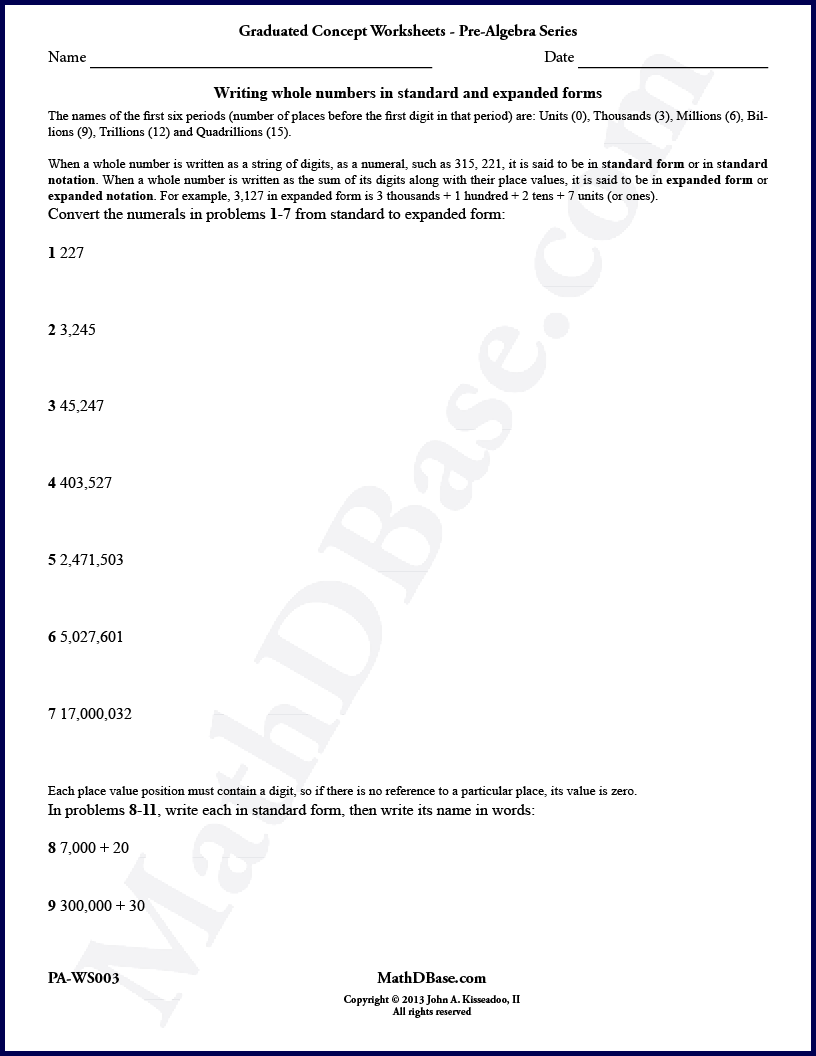 Pre-Algebra Worksheet 3 thumbnail